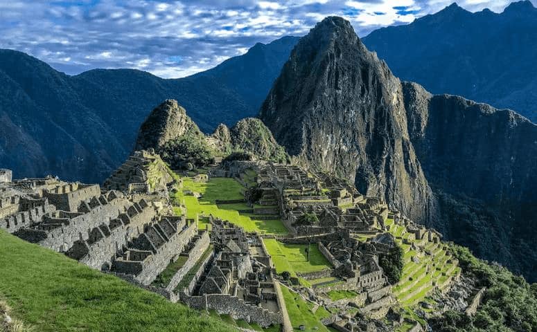 View onto the ruins of Machu Picchu in Peru.