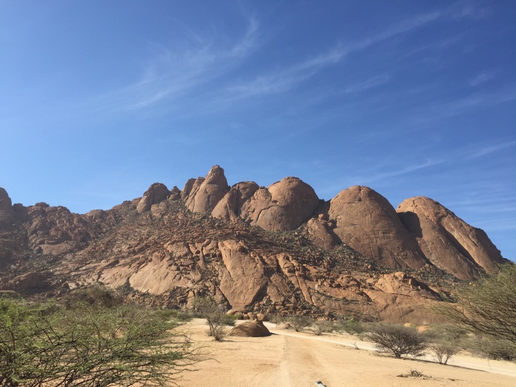 Brandberg Mountain on the way to Spitzkoppe in Namibia