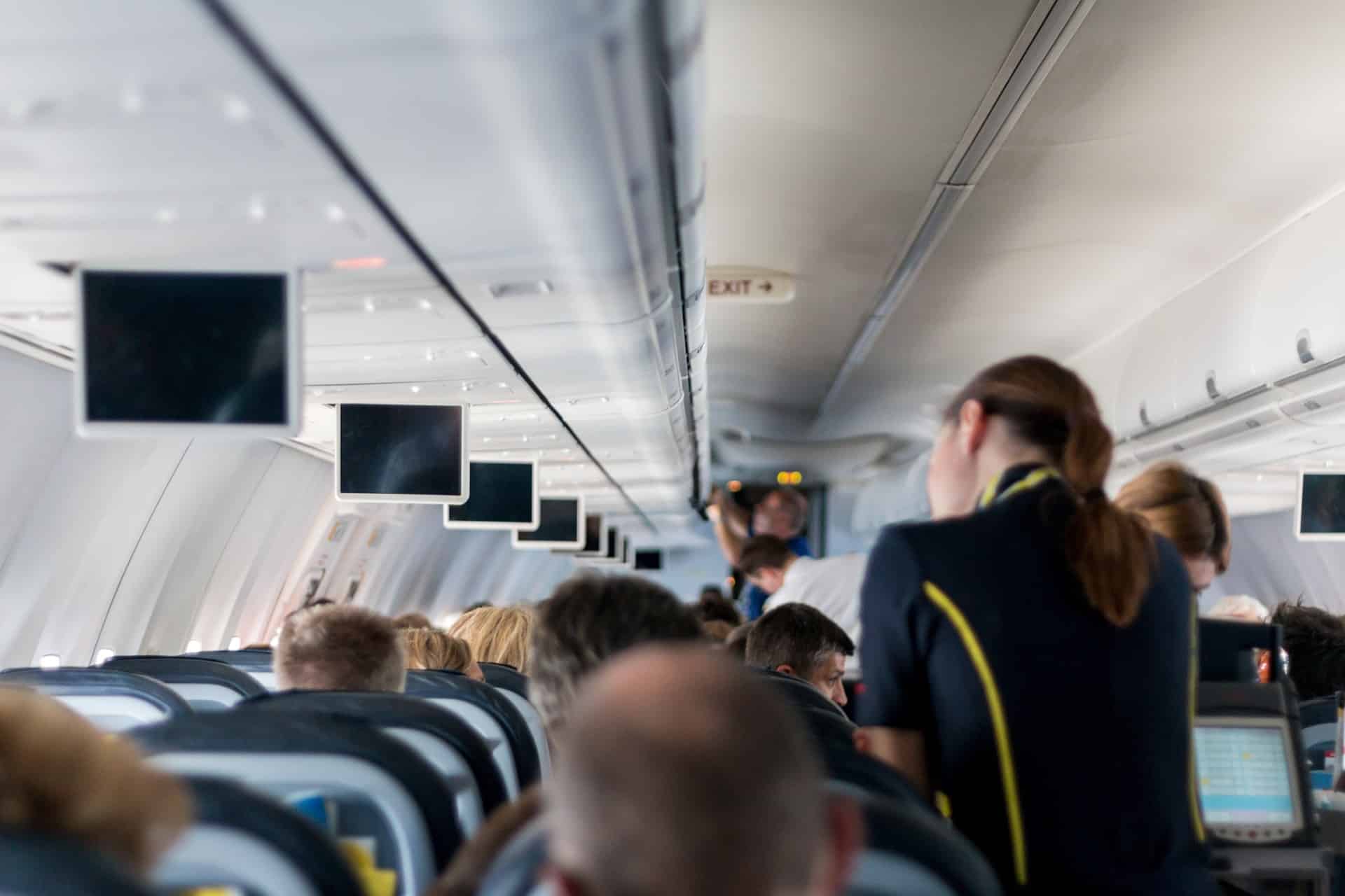 Stewardess in the plane