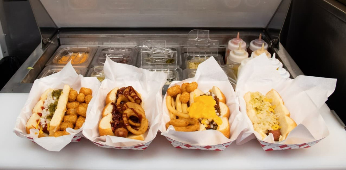 Vicky's selection of Hot Dogs - Vicky's Doghouse in Los Angeles, USA.