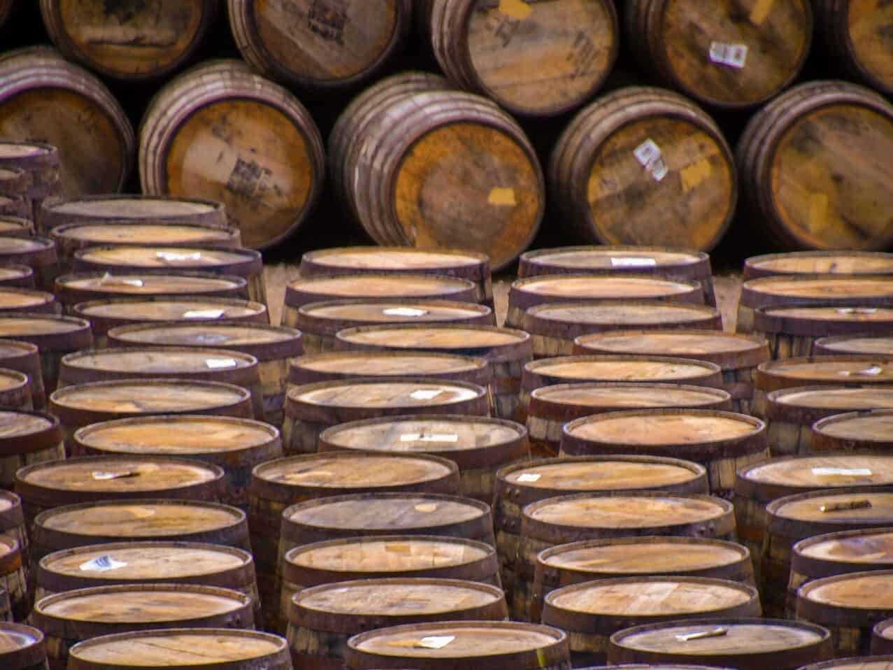 Whisky barrels in Scotland.