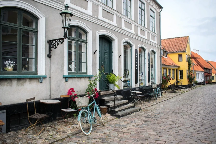 Scene from the streets of Ærøskøbing, Fyn, Denmark.