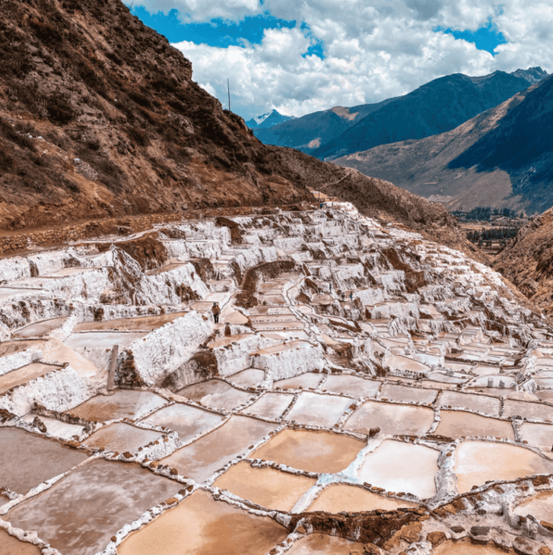 Maras salt mines with exploor Peru.